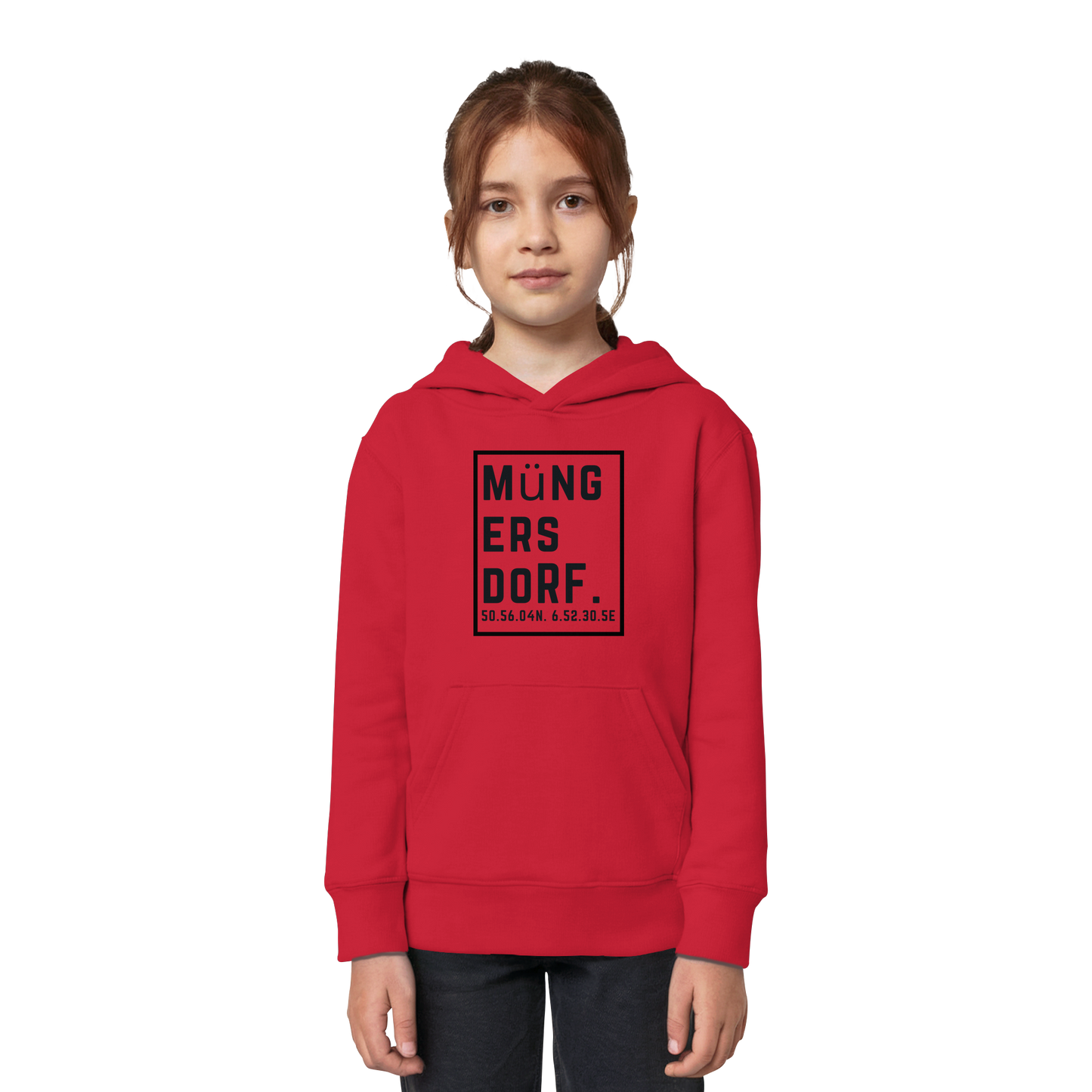 Müngersdorf Koordinaten (großer Druck auf der Brust) - Kids Organic Hoodie