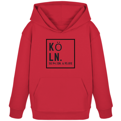 Köln Koordinaten (großer Druck auf der Brust) - Kids Organic Hoodie