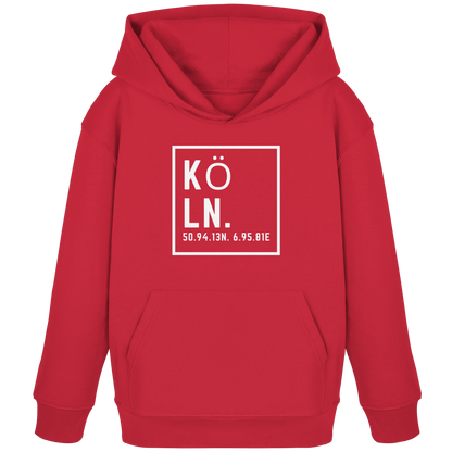 Köln Koordinaten (großer Druck auf der Brust) - Kids Organic Hoodie