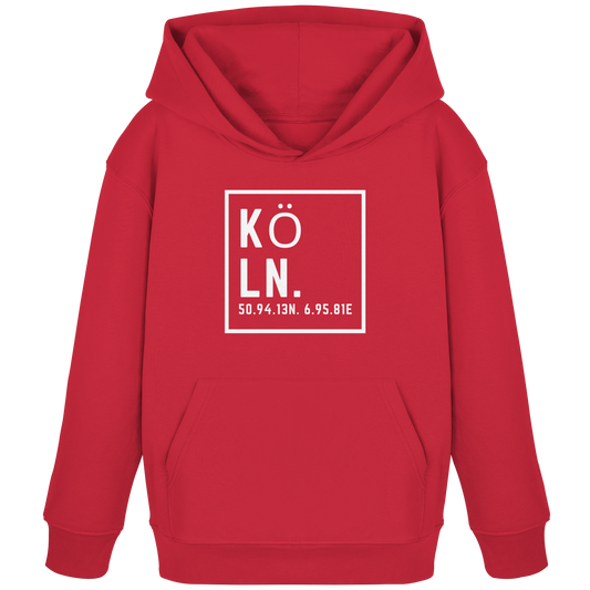 Köln Koordinaten (großer Druck auf der Brust) - Kids Organic Hoodie