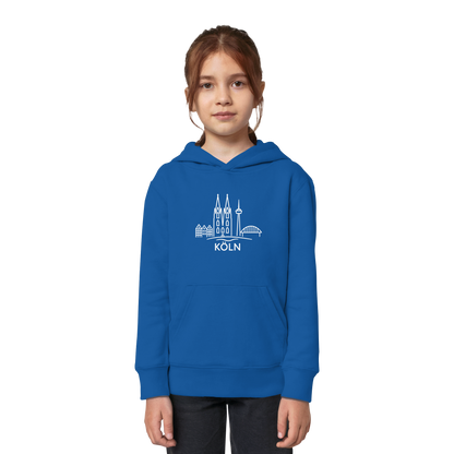 Köln Skyline (großer Druck auf der Brust) - Kids Organic Hoodie