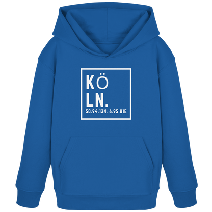 Köln Koordinaten (großer Druck auf der Brust) - Kids Organic Hoodie