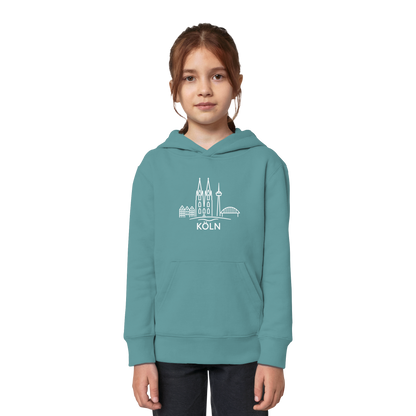 Köln Skyline (großer Druck auf der Brust) - Kids Organic Hoodie