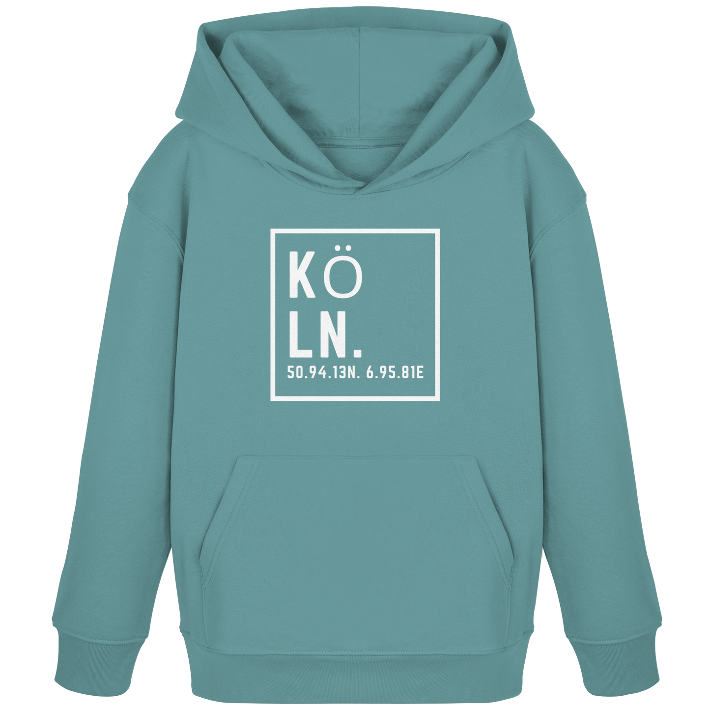 Köln Koordinaten (großer Druck auf der Brust) - Kids Organic Hoodie