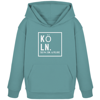Köln Koordinaten (großer Druck auf der Brust) - Kids Organic Hoodie