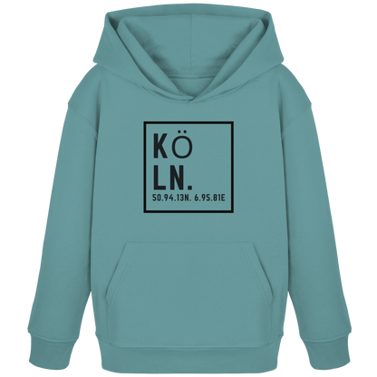 Köln Koordinaten (großer Druck auf der Brust) - Kids Organic Hoodie