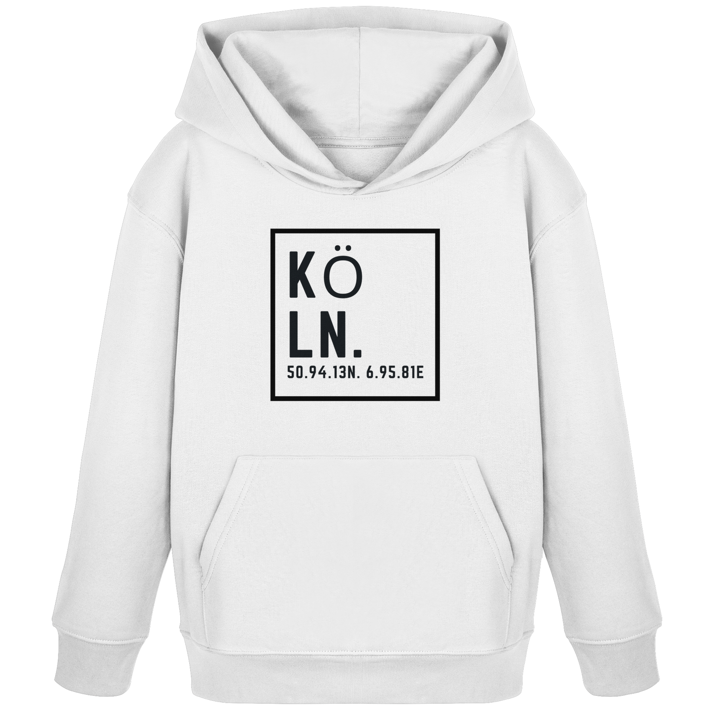 Köln Koordinaten (großer Druck auf der Brust) - Kids Organic Hoodie