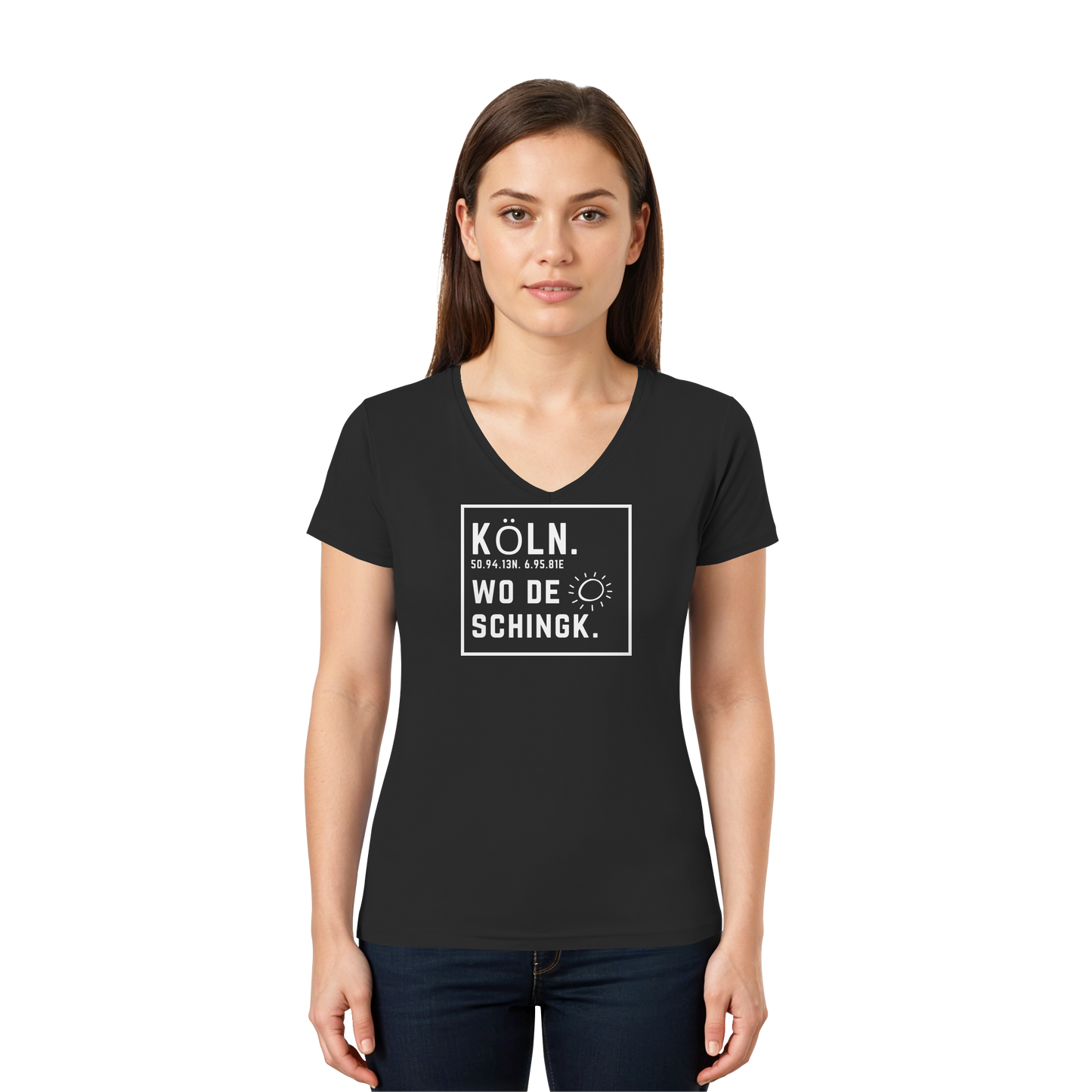 Wo de Sonn schingk - Köln Druck - Ladies V-Neck Shirt