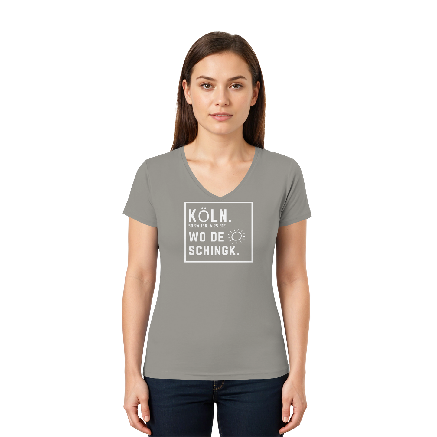 Wo de Sonn schingk - Köln Druck - Ladies V-Neck Shirt