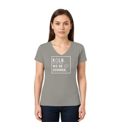 Wo de Sonn schingk - Köln Druck - Ladies V-Neck Shirt