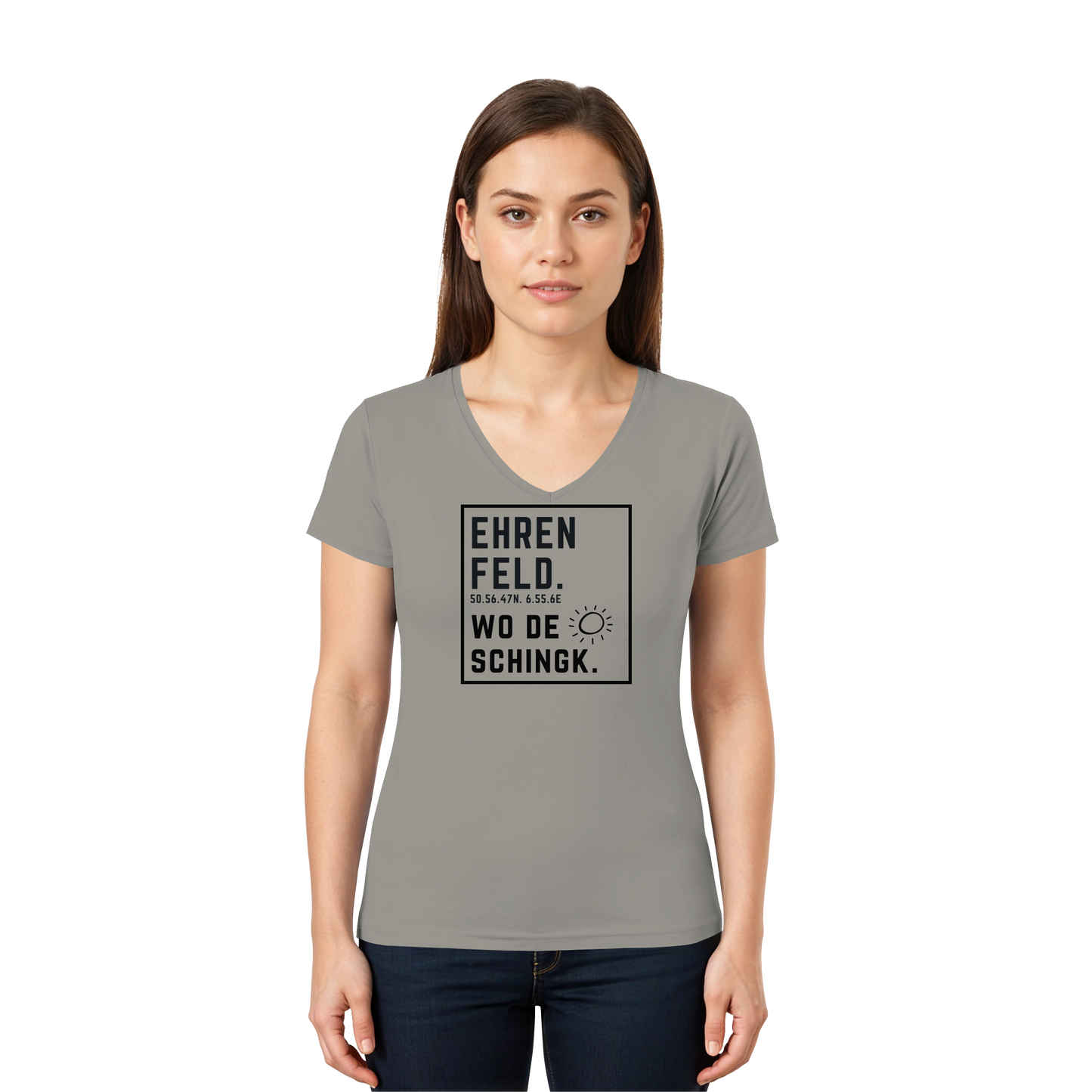 Wo de Sonn schingk - Ehrenfeld Druck  - Ladies V-Neck Shirt