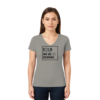 Wo de Sonn schingk - Köln Druck   - Ladies V-Neck Shirt