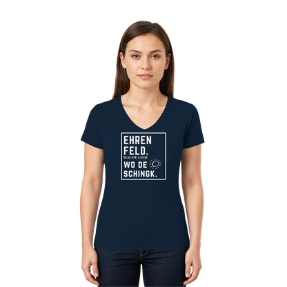 Wo de Sonn schingk - Ehrenfeld Druck - Ladies V-Neck Shirt