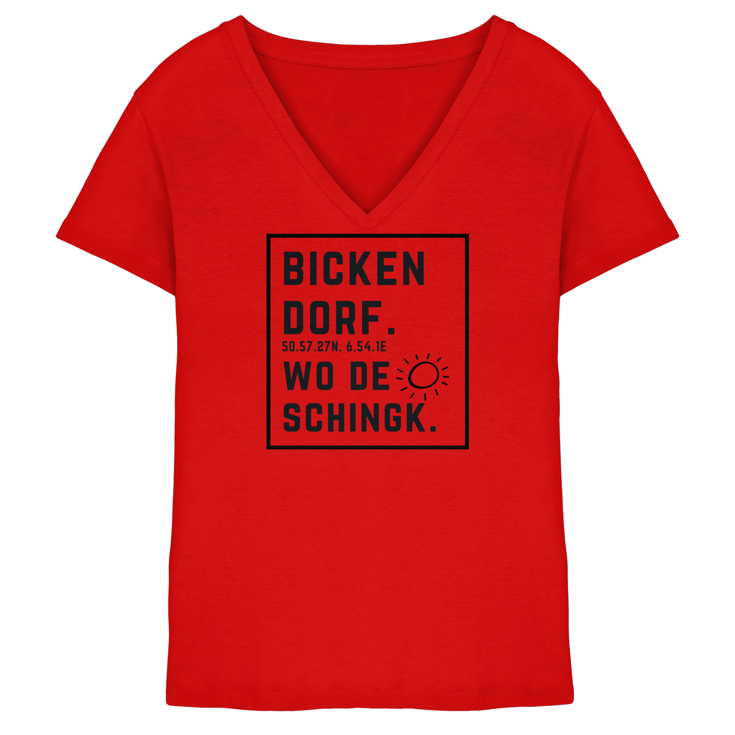 Wo de Sonn schingk - Bickendorf Druck  - Ladies V-Neck Shirt