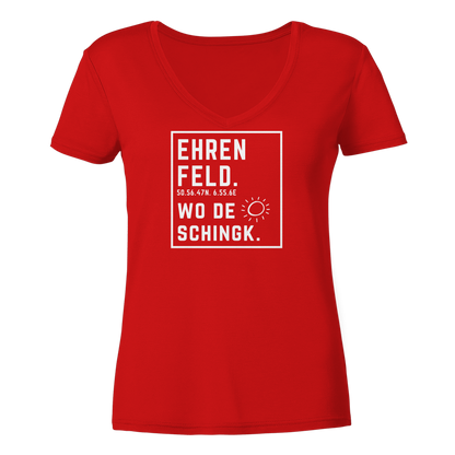 Wo de Sonn schingk - Ehrenfeld Druck - Ladies V-Neck Shirt