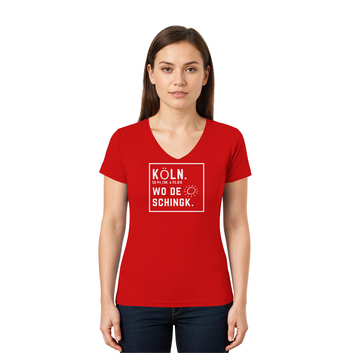 Wo de Sonn schingk - Köln Druck - Ladies V-Neck Shirt