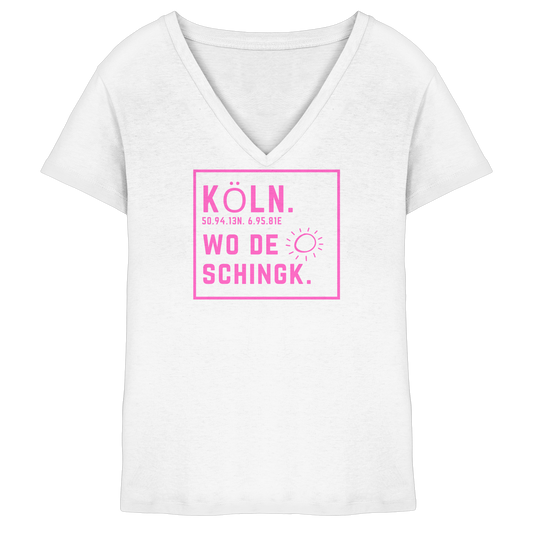 Wo de Sonn schingk - Köln Druck  - Ladies V-Neck Shirt