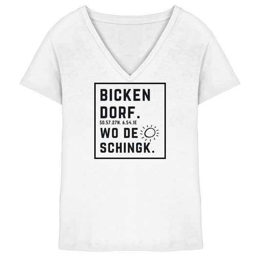 Wo de Sonn schingk - Bickendorf Druck  - Ladies V-Neck Shirt