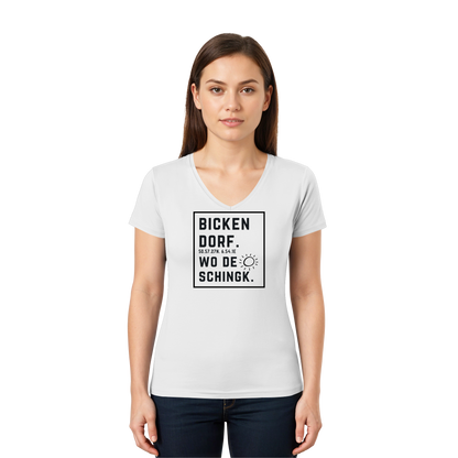 Wo de Sonn schingk - Bickendorf Druck  - Ladies V-Neck Shirt