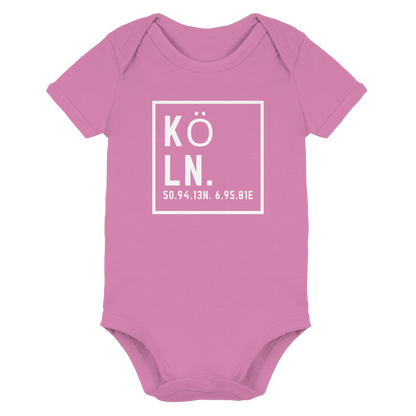 Köln Koordinaten (großer Druck auf der Brust) - Organic Baby Bodysuit