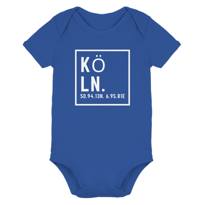 Köln Koordinaten (großer Druck auf der Brust) - Organic Baby Bodysuit
