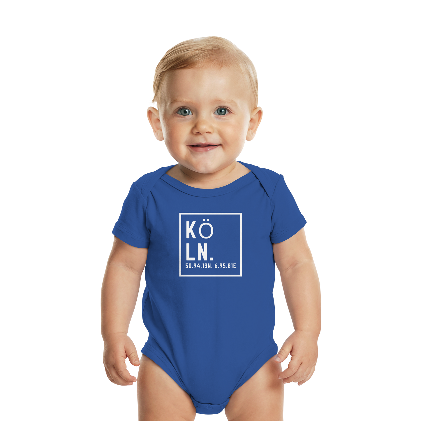 Köln Koordinaten (großer Druck auf der Brust) - Organic Baby Bodysuit