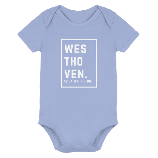 Westhoven Koordinaten (großer Druck auf der Brust) - Organic Baby Bodysuit