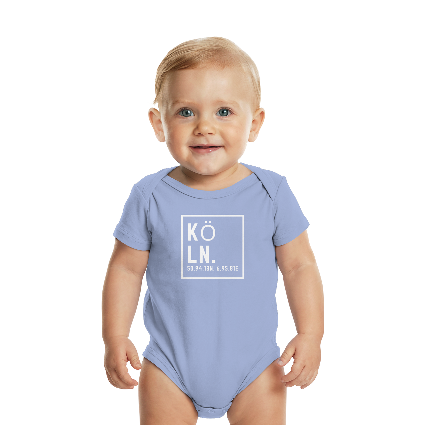 Köln Koordinaten (großer Druck auf der Brust) - Organic Baby Bodysuit