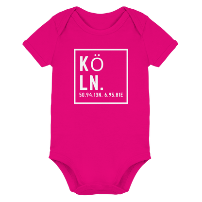 Köln Koordinaten (großer Druck auf der Brust) - Organic Baby Bodysuit