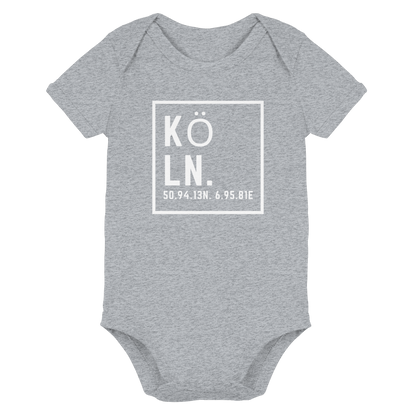 Köln Koordinaten (großer Druck auf der Brust) - Organic Baby Bodysuit