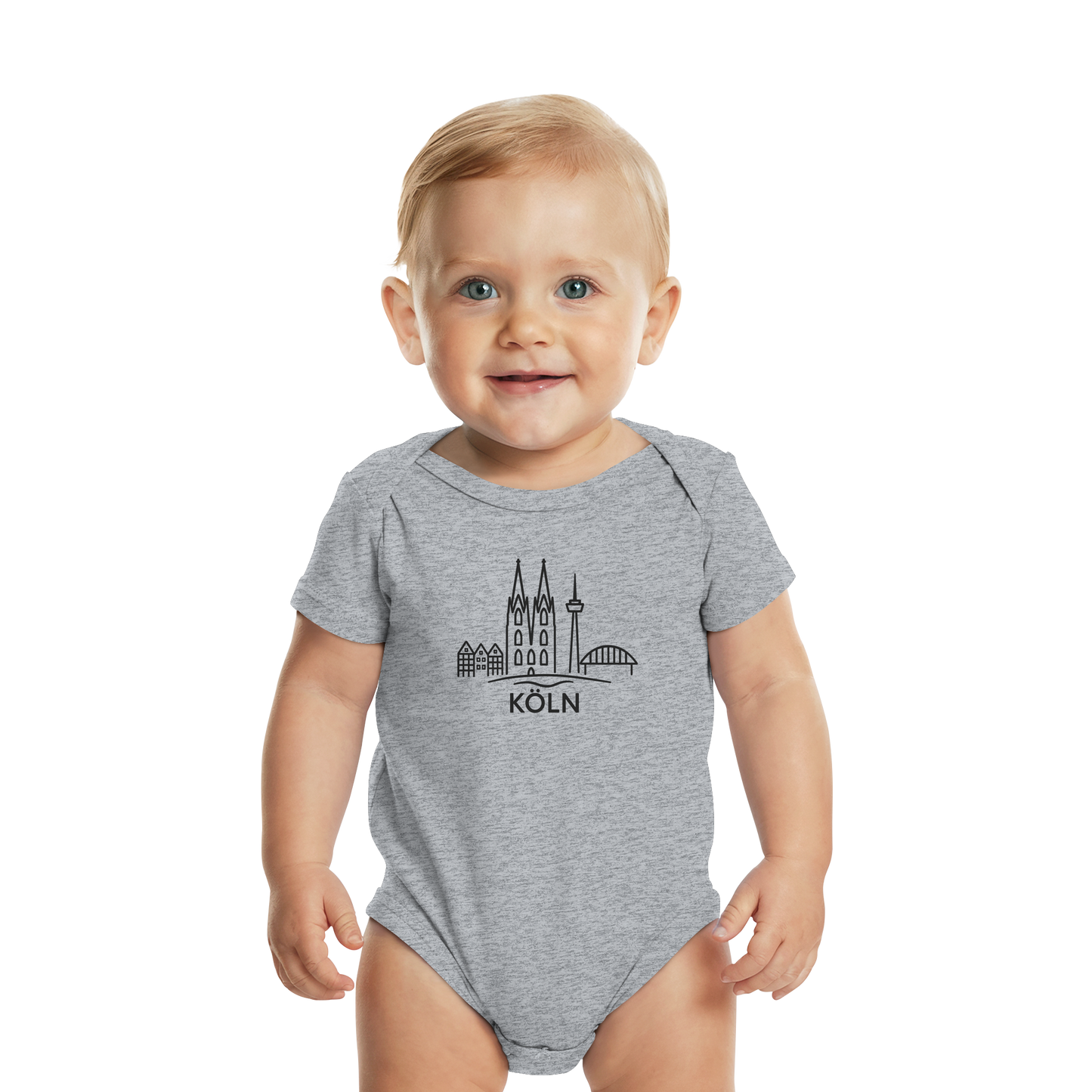 Köln Skyline (großer Druck auf der Brust) - Organic Baby Bodysuit