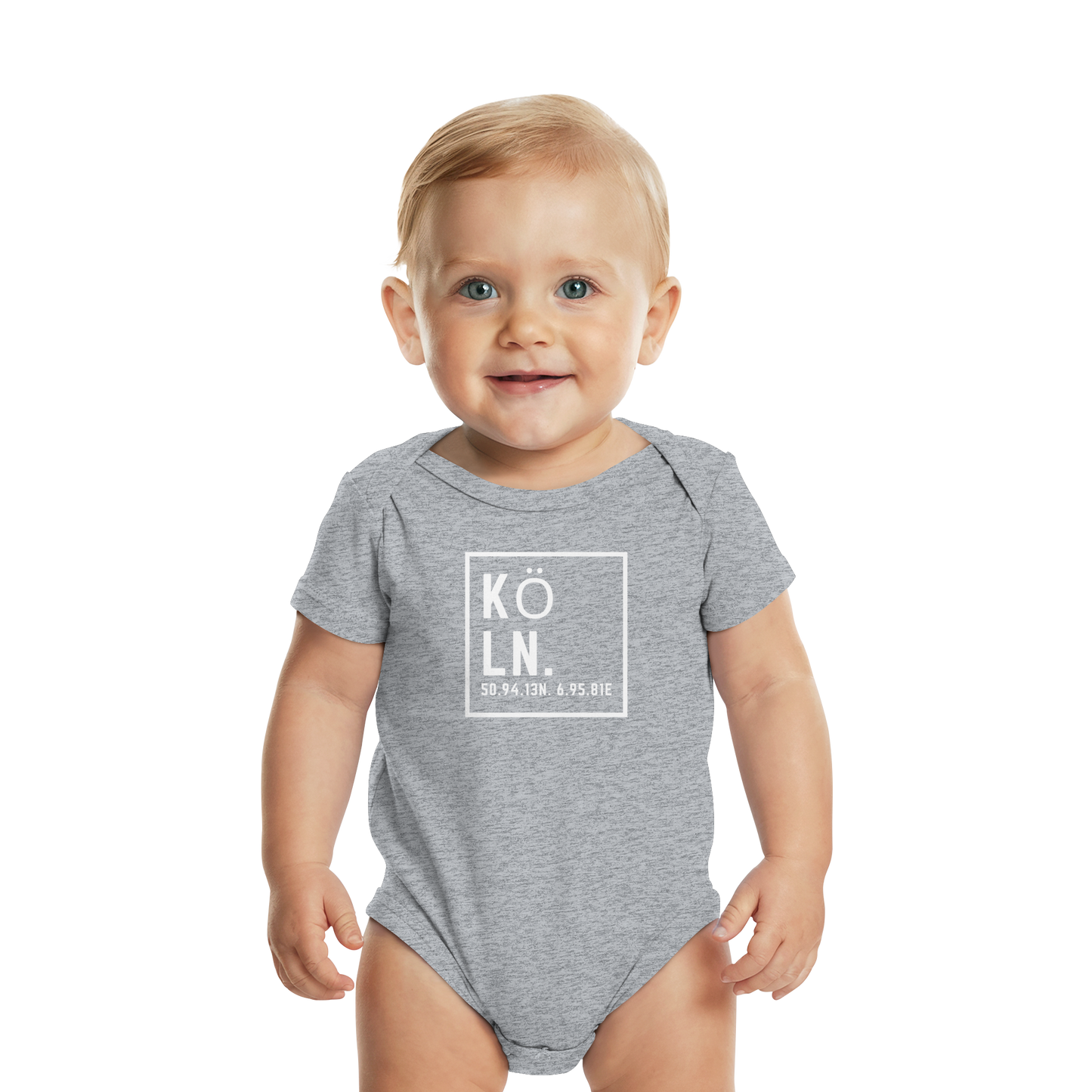Köln Koordinaten (großer Druck auf der Brust) - Organic Baby Bodysuit