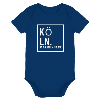 Köln Koordinaten (großer Druck auf der Brust) - Organic Baby Bodysuit