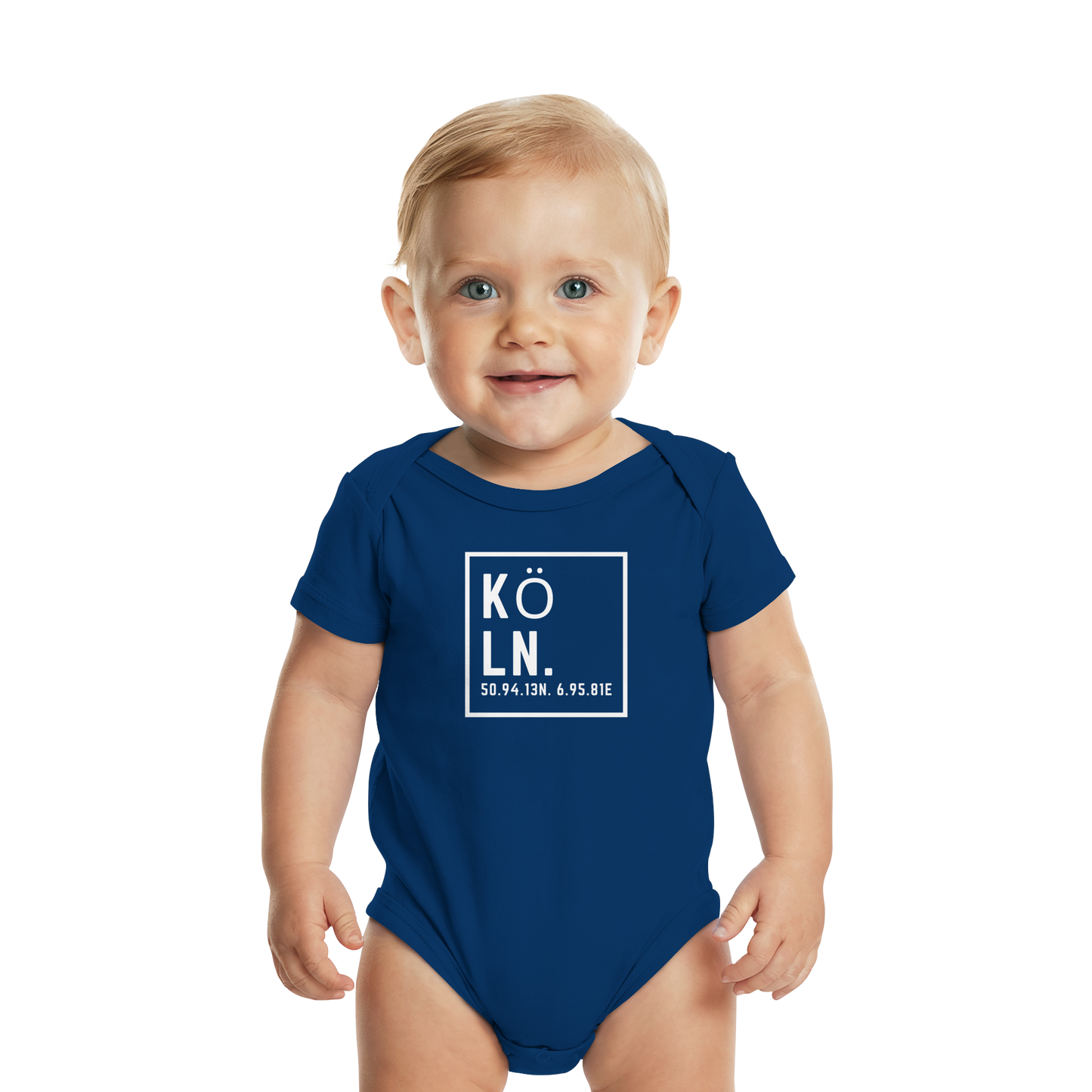 Köln Koordinaten (großer Druck auf der Brust) - Organic Baby Bodysuit