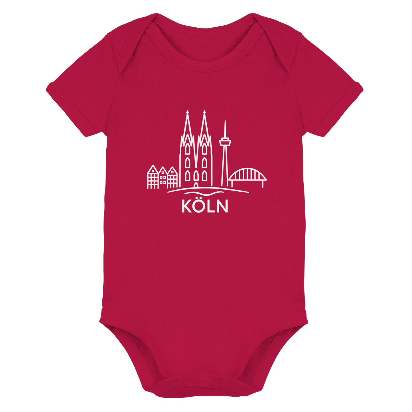 Köln Skyline (großer Druck auf der Brust) - Organic Baby Bodysuit