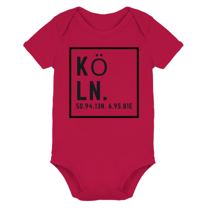 Köln Koordinaten (großer Druck auf der Brust) - Organic Baby Bodysuit