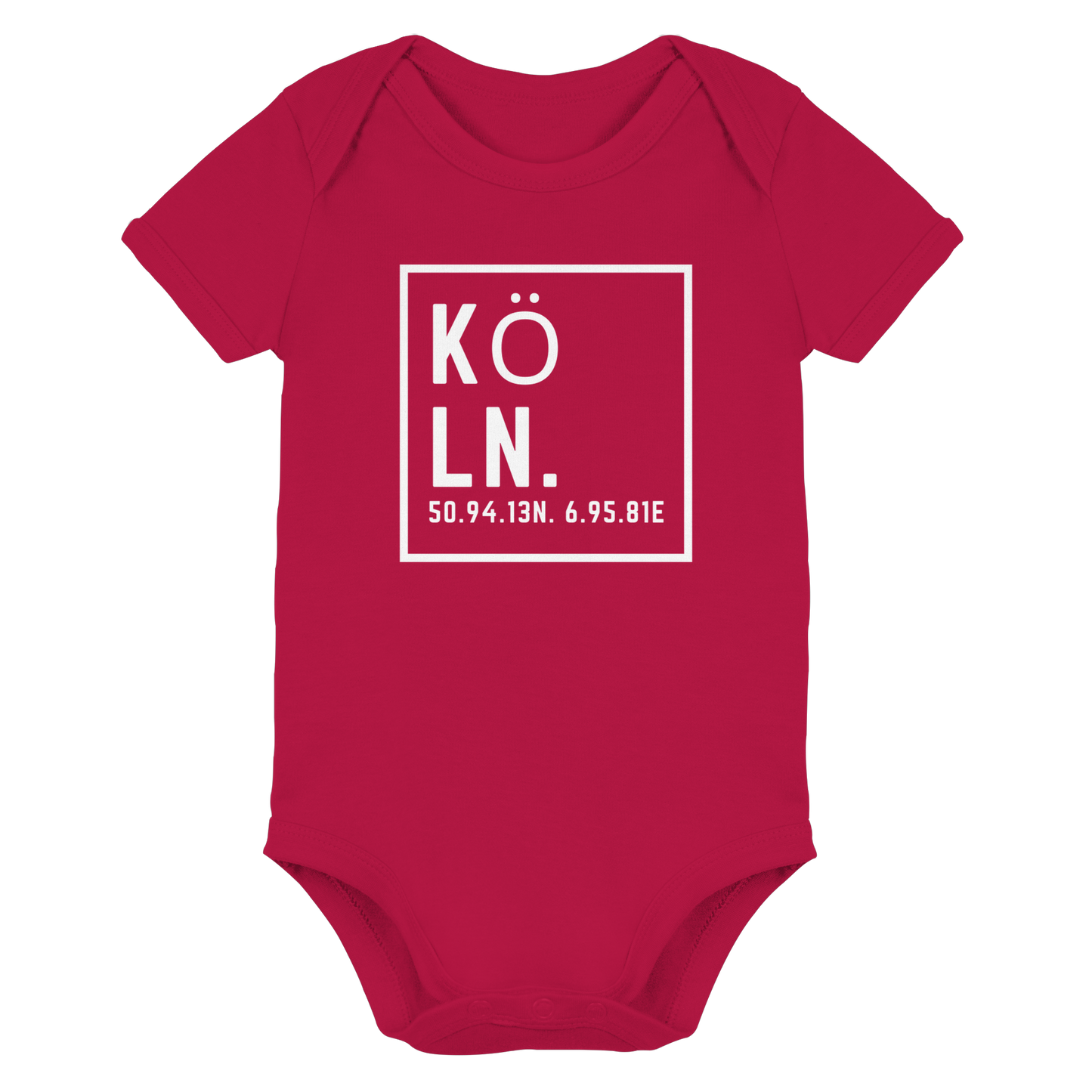Köln Koordinaten (großer Druck auf der Brust) - Organic Baby Bodysuit