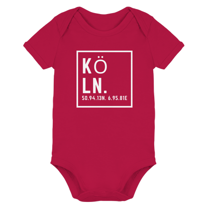 Köln Koordinaten (großer Druck auf der Brust) - Organic Baby Bodysuit