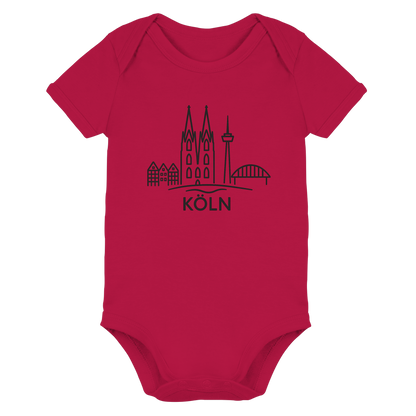 Köln Skyline (großer Druck auf der Brust) - Organic Baby Bodysuit