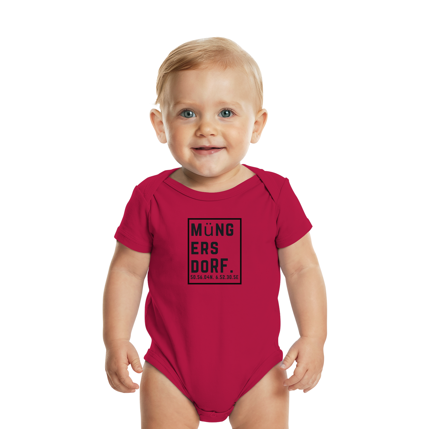 Müngersdorf Koordinaten (großer Druck auf der Brust) - Organic Baby Bodysuit