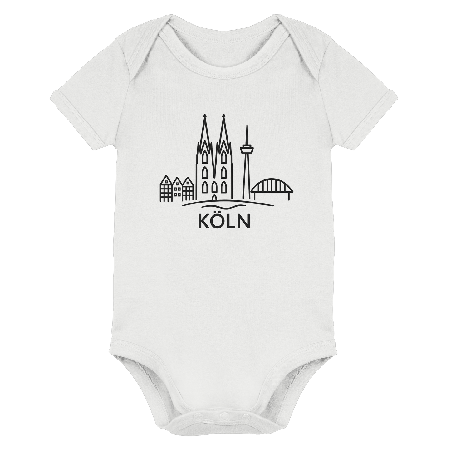 Köln Skyline (großer Druck auf der Brust) - Organic Baby Bodysuit