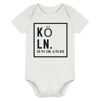 Köln Koordinaten (großer Druck auf der Brust) - Organic Baby Bodysuit