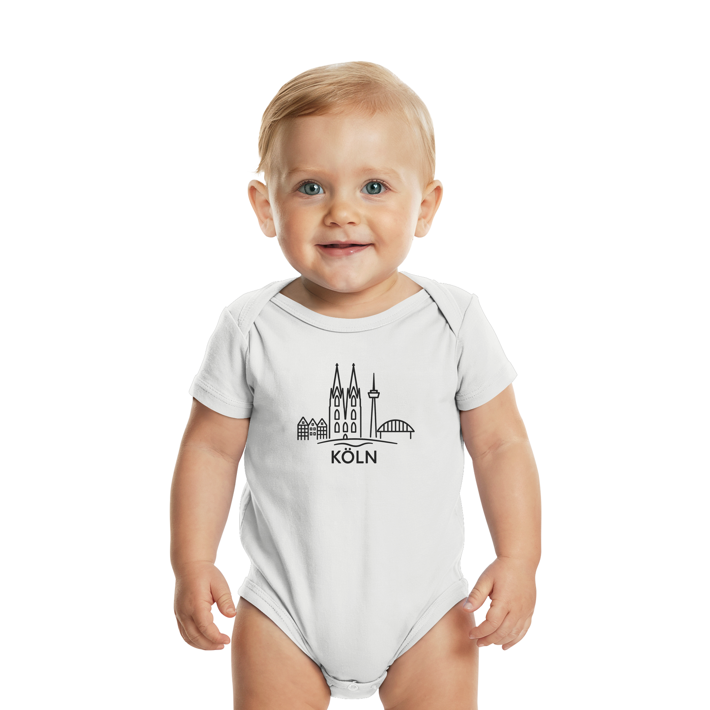 Köln Skyline (großer Druck auf der Brust) - Organic Baby Bodysuit