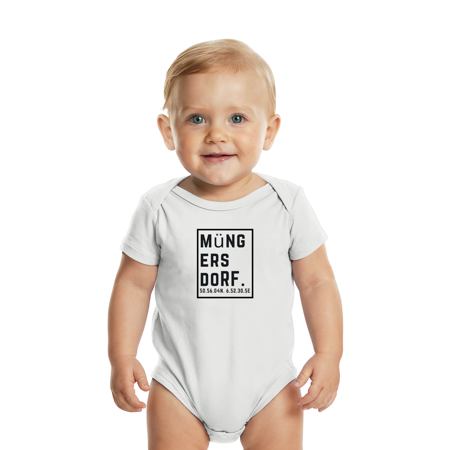 Müngersdorf Koordinaten (großer Druck auf der Brust) - Organic Baby Bodysuit