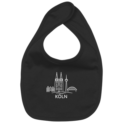 Köln Skyline (großer Druck auf der Brust) - Organic Baby-Lätzchen