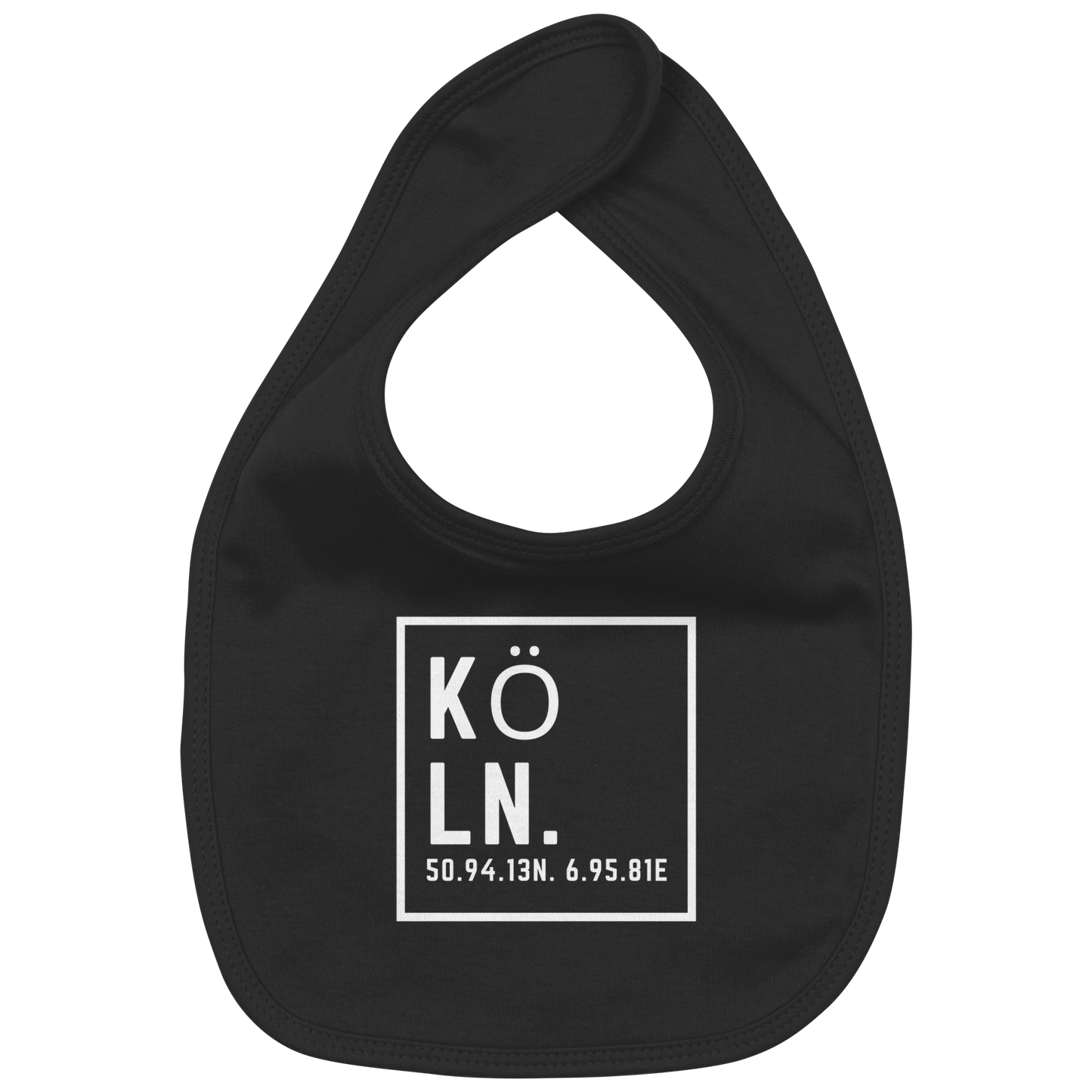 Köln Koordinaten (großer Druck auf der Brust) - Organic Baby-Lätzchen