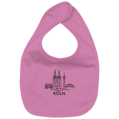 Köln Skyline (großer Druck auf der Brust) - Organic Baby-Lätzchen