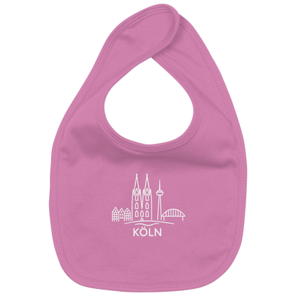 Köln Skyline (großer Druck auf der Brust) - Organic Baby-Lätzchen