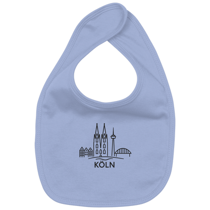 Köln Skyline (großer Druck auf der Brust) - Organic Baby-Lätzchen