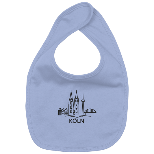 Köln Skyline (großer Druck auf der Brust) - Organic Baby-Lätzchen